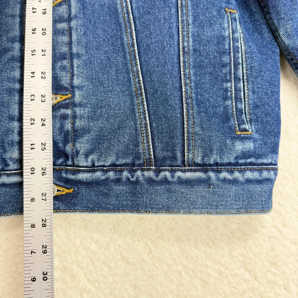 Levi's 70520 Sherpa Lined Denim Trucker Jacket Men's Large Blue Cotton Jean Coat - Picture 5 of 9